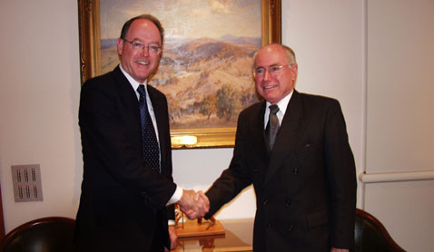 Meeting John Howard, then Prime Minister of Australia, in Canberra