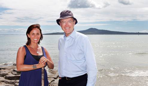 With Hinewehi Mohi, filming 'Lines in the Sand' for Maori TV on St Heliers Bay beach